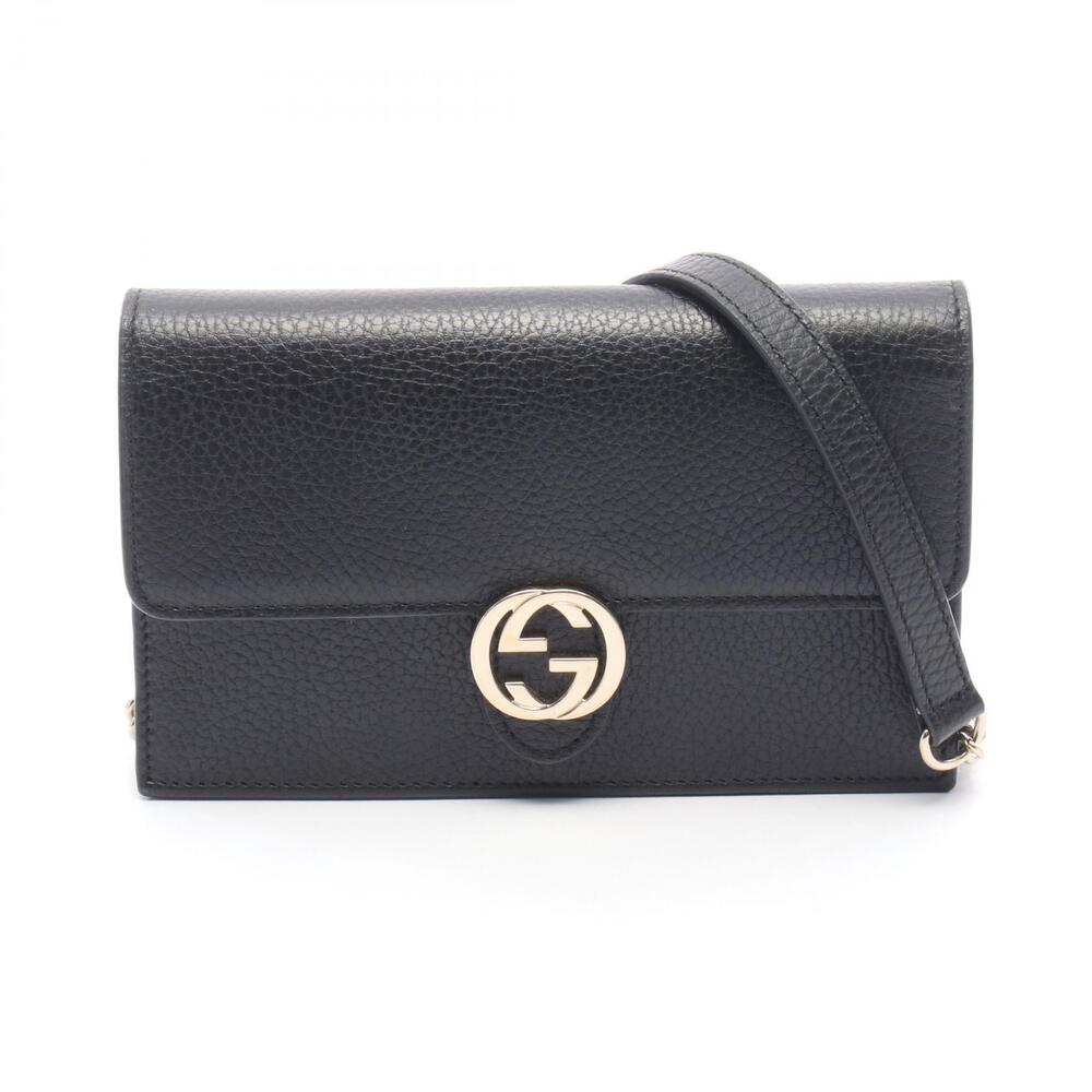 Gucci Interlocking GG Shoulder Bag Leather Black